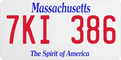MA license plate 7KI386