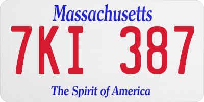 MA license plate 7KI387