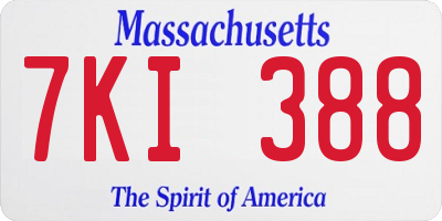 MA license plate 7KI388
