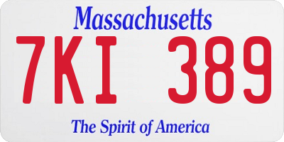 MA license plate 7KI389