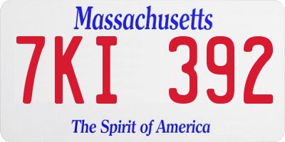 MA license plate 7KI392