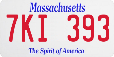 MA license plate 7KI393