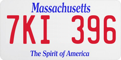 MA license plate 7KI396