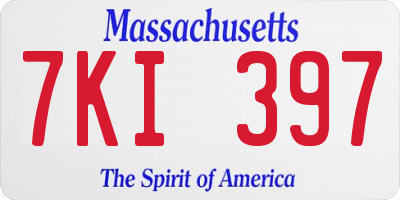 MA license plate 7KI397