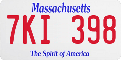 MA license plate 7KI398