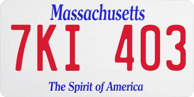 MA license plate 7KI403