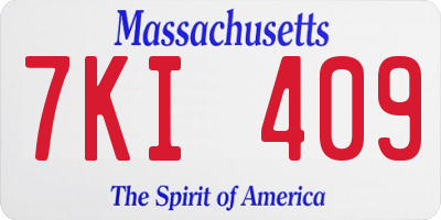 MA license plate 7KI409