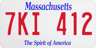 MA license plate 7KI412