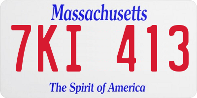 MA license plate 7KI413