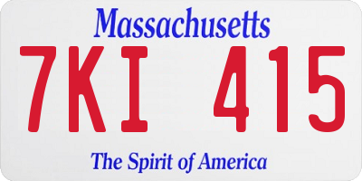 MA license plate 7KI415