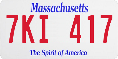 MA license plate 7KI417