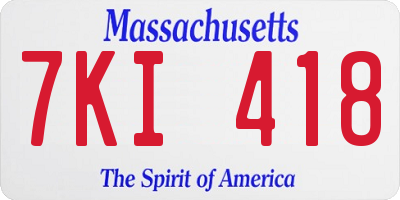 MA license plate 7KI418