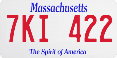 MA license plate 7KI422