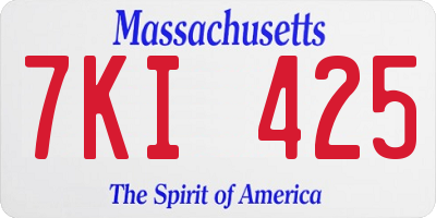 MA license plate 7KI425