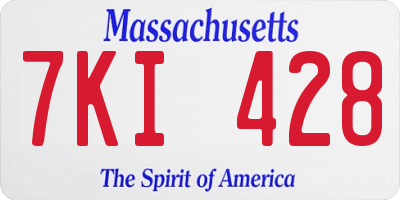 MA license plate 7KI428