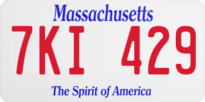 MA license plate 7KI429