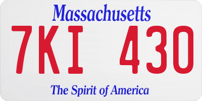MA license plate 7KI430