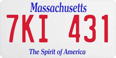 MA license plate 7KI431