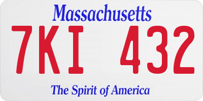 MA license plate 7KI432