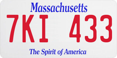 MA license plate 7KI433