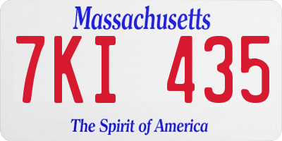 MA license plate 7KI435