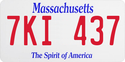 MA license plate 7KI437