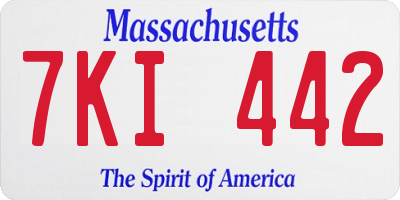 MA license plate 7KI442