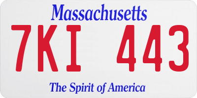 MA license plate 7KI443