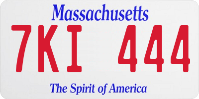 MA license plate 7KI444