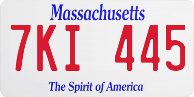 MA license plate 7KI445