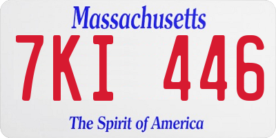 MA license plate 7KI446