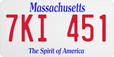 MA license plate 7KI451