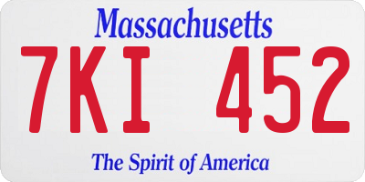 MA license plate 7KI452