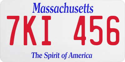MA license plate 7KI456