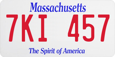 MA license plate 7KI457