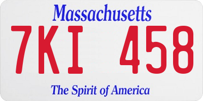 MA license plate 7KI458