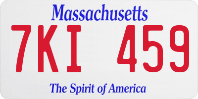 MA license plate 7KI459