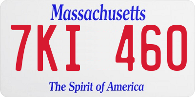 MA license plate 7KI460