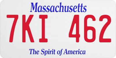 MA license plate 7KI462