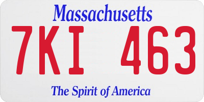 MA license plate 7KI463