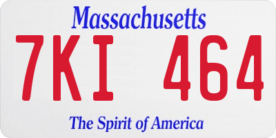 MA license plate 7KI464