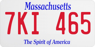 MA license plate 7KI465