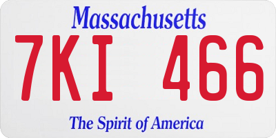 MA license plate 7KI466
