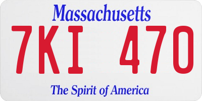 MA license plate 7KI470