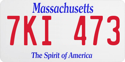 MA license plate 7KI473