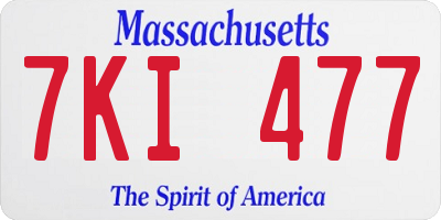 MA license plate 7KI477