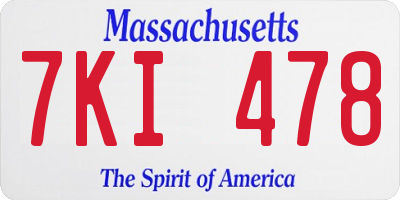 MA license plate 7KI478