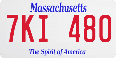 MA license plate 7KI480