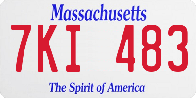 MA license plate 7KI483