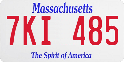 MA license plate 7KI485